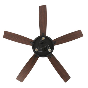 Max 52" Farmhouse Industrial Iron/Wood Mobile-App/Remote-Controlled LED Ceiling Fan - JONATHAN Y